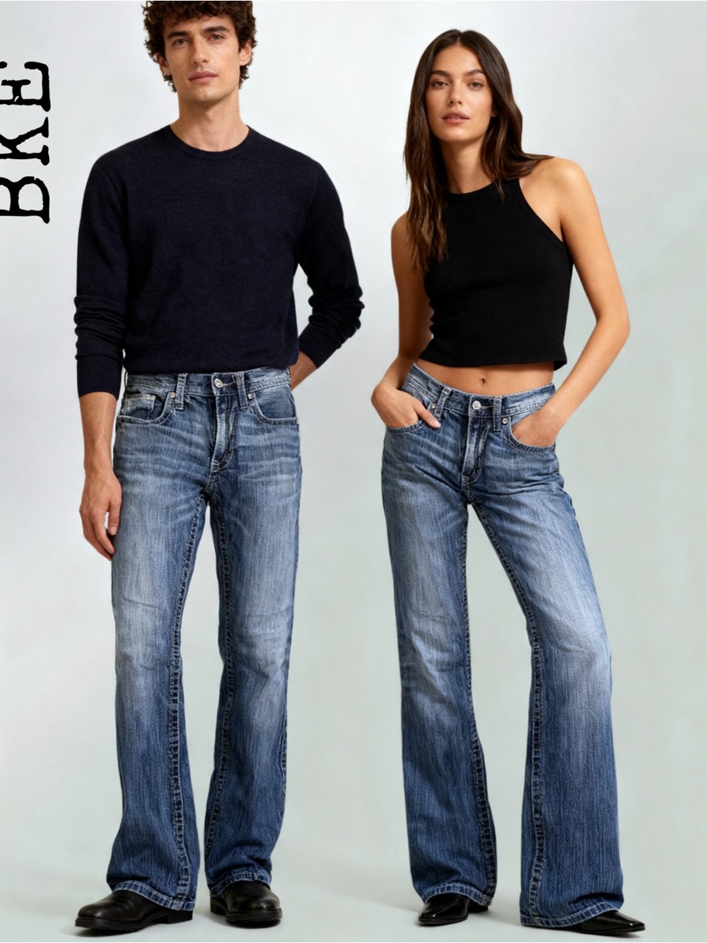 BKE Men's Blue Bootcut Jeans - Faded Wash